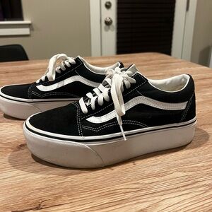 Black Platform Vans, W 8.5